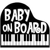 TREZ BABY ON BOARD ピアノ 鍵盤 PIANO ステッカー 【BABY IN CAR】 (ブラック)