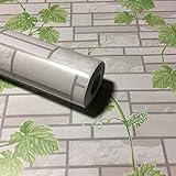RUDOSTYLE 壁紙 レンガ クロス はがせる 防水 壁紙シール 超簡単リフォーム 45cm×10m 【正規品】 (レンガ調 ライトグレー ツタ有)