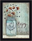 Enjoy the little things Tonya Crawford Mason Jar花サイン入りアート画像壁装飾 PL-TLC334-B-12x16