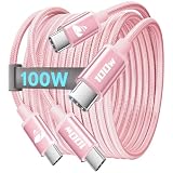 Aioneus USB C to USB C ケーブル 【3M/2本 PD対応 100W/5A 急速充電】USB タイプc 断線防止 高速データ転送 ナイロン編み Type C to C 充電ケーブル E-Marker搭載 iPhone 17 16 15 Pro Max MacBook iPad Android ノートPC 対応(ピンク)
