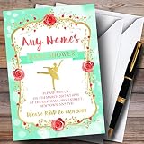 グリーン&ゴールドバレリーナバレエInvitationsベビーシャワー招待状 100 Invitations
