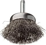 Weiler Stem-Mounted Wire Cup Brush, Round Shank, Stainless Steel 302, Crimped Wire, 1-3/4 Diameter, 
