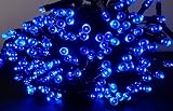 LED ソーラー イルミネーション 太陽発電 200球 点灯2パターン 防雨 屋外 クリスマス イルミ 自動ON/OFF (ブルー)