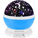 Kbook人気プロジェクタLEDナイトライト、1明るいライトと3 Romanticライト、360度回転Moon Stars and Galaxyプロジェクタ、子供へのギフトに最適大人子供部屋寝室リビン