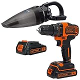 ブラックアンドデッカー(Black + Decker) 18Vコードレス ドリルドライバー ハンディクリーナー 充電池2個付き 【特別キット】 BDCDD186K2H