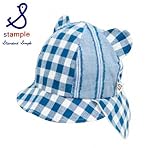 Stample スタンプル フリンジチェック ベアー くま耳 バオバブキャップ【UVカット】[ベビー] 61529 46cm～48cm 日本製 日よけカバー ネックカバー 首筋カバー 紫外線対策 UV