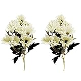 TOPmountain デイジーの花 花フラワーブーケ 人工春シルク 5つの支店 10頭 2パック ホームホテルオフィスウェディングパーティーのための庭のクラフトアートインテリア