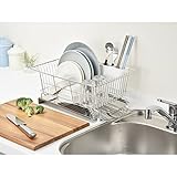 水切りラック スリム 水が流れるトレー付 横型 水切りカゴ バスケット おしゃれ ステンレス 燕三条製 日本製 MJ-AK-041