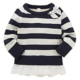 西松屋 [CHチェロキー] ボーダー裾レースセーター 【80cm・90cm・95cm】　90　ネイビー