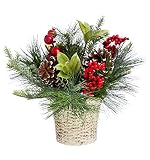 CypressホームHolly and Pinecone Tabletop Floral Decor