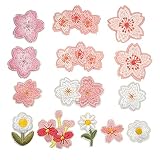 sempiterno アイロンワッペン 刺繍 桜 花 DIY 服 工芸品の装飾 パッチ アップリケ モチーフ 手縫い DIY ハンドメイド 手芸 飾り素材 アクセサリー 装飾 14枚セット