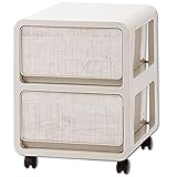 木目調収納プラスチックチェスト バウム 2段タイプ No.10 キャスター付き 完成品 収納棚 木製風前板 収納ケース プラスチック収納チェスト 引出し 小物入れ (2段タイプ, 木目調前板 No.10)