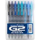 PILOT、G2プレミアムジェルローラーペン、G2ブーストブルーパック、生産性の色、8パックポーチ、細字0.7mm、アソート。
