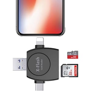 AKINK SDカードリーダー 4in1外付メモリーカードリーダー iPhone Android Type-C USB…