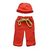 Zhhlaixing ベビー服 Baby Newborn Photography Crochet Knit Outfits Red Pants Hat Photo Prop Costume