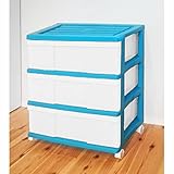 収納ケース ワイド チェスト 3段 ターコイズグリーン 日本製 MJ-W3-1PGR