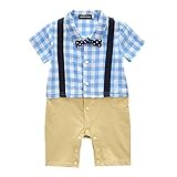 ベビー男の子紳士ロンパース蝶ネクタイジャンプスーツドレッシーOutfit 3 m-24 m カラー: ブルー