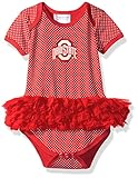 NCAA Ohio State Buckeyes子供用ガールズピンドットチュチュクリーパー、12ヶ月、レッド