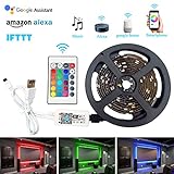 AEGOOL USB式LEDテープ RGB SMD5050 IFTTT Google Home対応 防水 2M WIFI連続 アプリ操作 24キーリモコン付き 多色選択 アプリ日本語対応