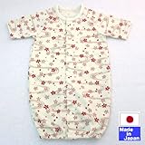 【値下げしました！】スラブ天竺七分袖ツーウェイオール（和柄）　５０-60cm　日本製　綿１００％ (アイボリー)