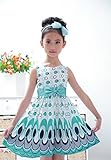 ベビー服、ieason 2017ホットセール。キッズ用ガールズリボンベルトノースリーブバブルピーコックドレスパーティー服 X-Large ブルー