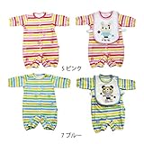 【SiShuNon/シシュノン】シルエット ボーダー スリーパー付ドレカバ ドレス&カバーオール スリーパーボーダー 50-60 5 ピンク