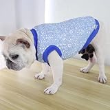 HAKONA クールベスト 犬 服 夏 クール ひんやり冷感 tシャツ メッシュ ドッグウェア熱中症対策猫 服ペット 服 冷却ベスト薄手 涼しい 吸水速乾 超軽量犬 暑さ対策 散歩 日焼き防ぐ お出かけ クーリングスーツ 大型犬用 フレンチブルドッグ 服チワワ 服 (ブルー字母柄-S)