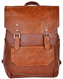 Good&god Pu Leather Laptop Backpack School Bookback Bag Brown [並行輸入品]