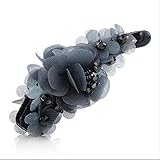フラワー ヘアピン 髪飾り 髪留め バナナクリップ レディース おしゃれ ヘアアクセサリー カラフルなバレッタ ビジュー パーティー 結婚式 (グレー)