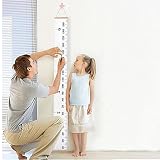 キッズベビー高さGrowth chart-roll Up木製フレームファブリックHangingルーラー子供子供部屋壁装飾ベビーシャワーギフト、79 " x7.9 "