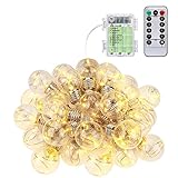 15個電球 イルミネーション ガーランド ledライト 電池式 バブル型 学園祭 飾り 耐衝撃性 IP65防水 全長6.5M 8パターン点灯 明るさ調整可 リモコン制御 屋外＆屋外兼用 電球色 KEY