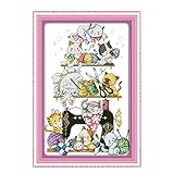 GIZMAC クロスステッチキット 図柄印刷 猫＆ミシン 刺繍キット スターター 簡単 全2種 - 35×52m 14T