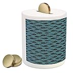 lunarable Whale貯金箱、星Featured Whales Night Sleep Playroomキッズ子供部屋赤ちゃん、印刷セラミックコイン銀行お金ボックスの保存の現金、スレートブルー