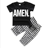 【ノーブランド 品】子供　男の子　綿　Tシャツ+パンツ　セット　ストライプパンツ　衣装　カジュアル　ギフト　全5サイズ - 120cm