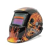 USM STOTE 溶接ヘルメット 溶接マスク 太陽エネルギー ソーラー充電式 自動遮光溶接マスク 自動フィルター (炎スカル)