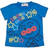 【本体綿100％】2017年 夏物 アンパンマン 天竺 線描きプリント Ｔシャツ Anpanman ブルー◇80cm