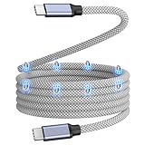Magtame タイプcケーブル 磁石自動収納 240W/5A急速充電 type-c_ケーブル QC4.0/PD3.1対応 usbc-usbcケ_ーブル 金属製コネクタ 高耐久二重ナイロンiPhone15/Mac_Book/iPad/Sam_sung/Xperia Galaxy等対応（シルバー-1M）