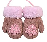 [ピンクの木]ラブリーニットベビー手袋の子供暖かい冬の手袋を