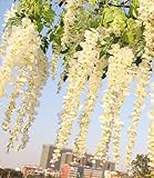 リアルな人工植物 藤のつる 3.4フィート 12個　ロマンチック クラシック シルクフラワー  DIY プラントハンギング  庭 リビングルーム ホームパーティー 結婚式の装飾 ホワイト 12個セット