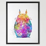 Dignovel Studios 8X10 Totoro Inspired Watercolor print illustration Art Print Nursery decor Kids Art