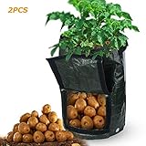 Firlar 不織布鉢 家庭菜園 植え袋 園芸用 不織布プランター 2セット コンテナ袋栽培 通水性 通気性 3年以上 (7ガロン)