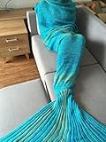 FEESHOW Handmade Knitted Mermaid Tail Blanket Living Room Bedroom Soft Cozy Sleeping Bag for Adult K