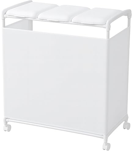 Amazon｜蓋付き 目隠し 分別 ダストワゴン 45L 3分別 ホワイト W76×D44