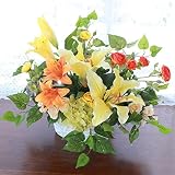 山久【母の日ギフト】 ビタミンカラーのカサブランカのアレンジ 1903-1603ｇ 【CT触媒加工】【シルクフラワー】【造花】