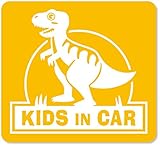 imoninn KIDS in car ステッカー　【マグネットタイプ】　No.71　ティラノサウルスさん　（黄色）