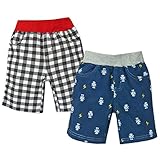 ベビー服 男の子 ハーフ パンツ ボトム リップルニット ブロックチェック柄 ロボット柄 フェイクポケット 男児 ベビー (2.ネイビー/95cm)