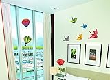 ufengkeシンプルスタイリッシュなカラフルなPaper Crane andホットエアバルーンウィンドウ壁飾り、子供の部屋保育園取り外し可能な壁のステッカー壁画