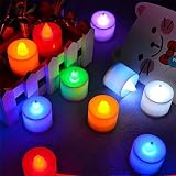 ELlight電池式キャンドルFlameless LED Tealight Candlesキャンドルスタイルロマンチック日付 1 Dozen pack HG0130RGB