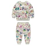 AmazingDeal 子供服 男の子 女の子 長袖 春秋 冬服 上装下装2点綿製品 出産祝い 動物柄トップス ロングパンツ 衣装 (90（2~3才）)