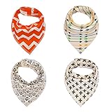 Te Fiti ベビー スタイ ビブ 三角 よだれかけ 柔らかい バンダナ型 サイズ調整可能 4枚セット